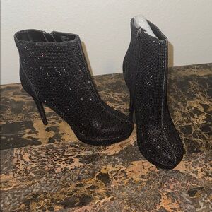 Thalia Sodi Glittering Black Ankle Booties NEW no Box